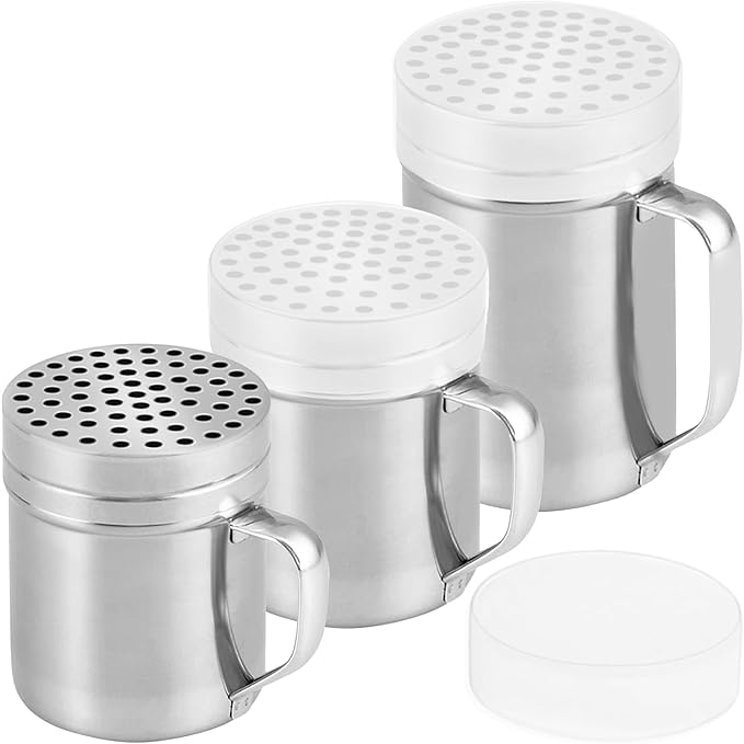 [10oz + 10oz + 14oz] Large Holes Stainless Steel Dredge Shaker Bundle - by CUSINIUM