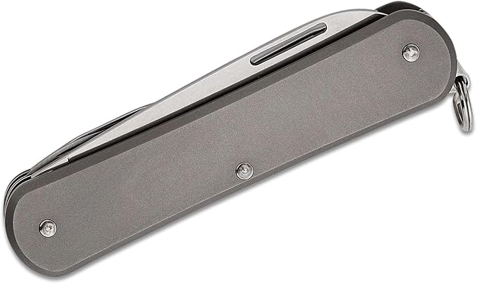 Fox Knives Vulpis FX-VP130-F4 Slipjoint Folding Knife 4-in-1 Multitool 2.17in Blade, Bottle Opener, Can Opener, Flat Head Screwdriver, Scissors - Compact Versatile Minimalist Pocket Knife (Titanium)