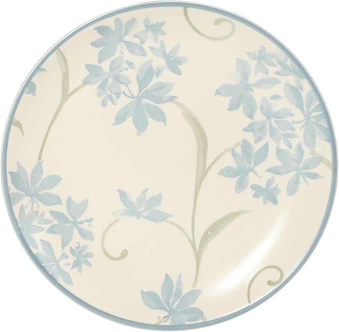 Gibson Home Admiral Hall 12-Piece Matte Stoneware Dinnerware Set ??Dinner Plates, Salad Plates & Bowls with Blue Floral Pattern, Durable Everyday Dish Set, Microwave & Dishwasher Safe