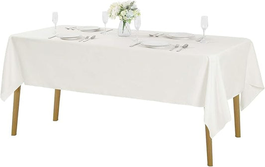 Cupuamon Rectangle Tablecloth 60x84 inch Washable Polyester Fabric Table Cloth for Wedding Party Dining Banquet Decoration（60x84, Ivory）