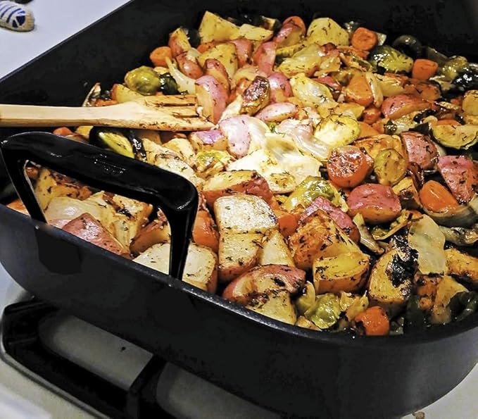 16x13??Roaster pan with rack(Cast iron)-Clad Specialty, Chef's Classic Rectangular Roaster with Rack (Not Meat Thermometer)