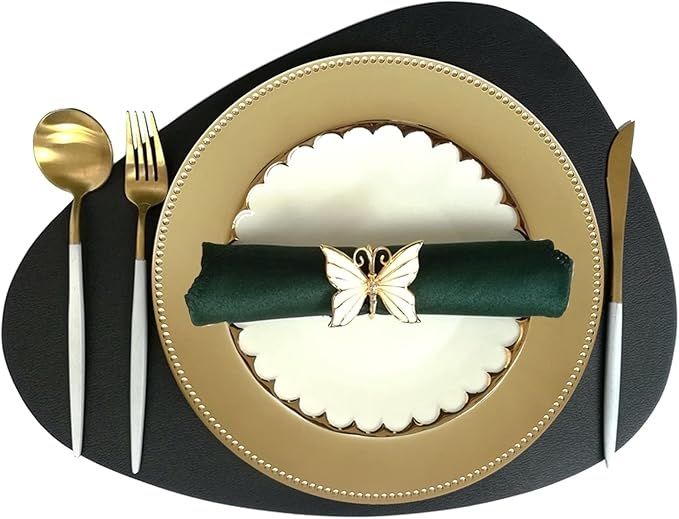 Set of 12 Gold Charger Plates with Beaded. 13" Reusable Plastic Table Chargers for Dinner Plates