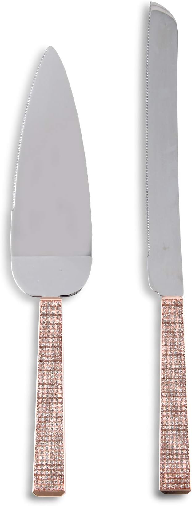 Weddingstar Cake Knife and Serving Set - Rose Gold Diamond Glitter
