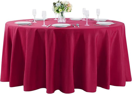 Cupuamon 108 inch Round Tablecloth Washable Polyester Table Cloth Decorative Table Cover for Wedding Party Dining Banquet（108 inch,Burgundy）