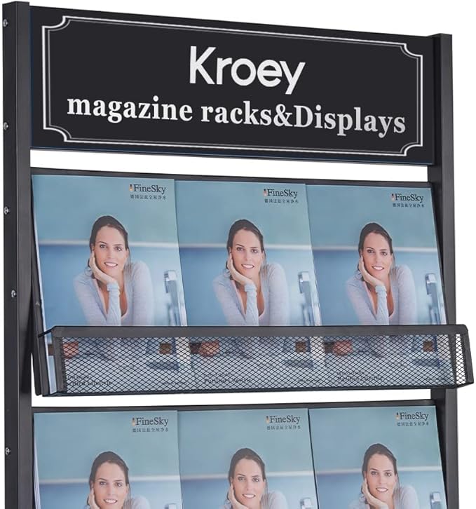 floor magazine rack brochure display stand for offices and public reception area竊똪iterature rack with 4 Universal wheels (70"횞27횞13.8")