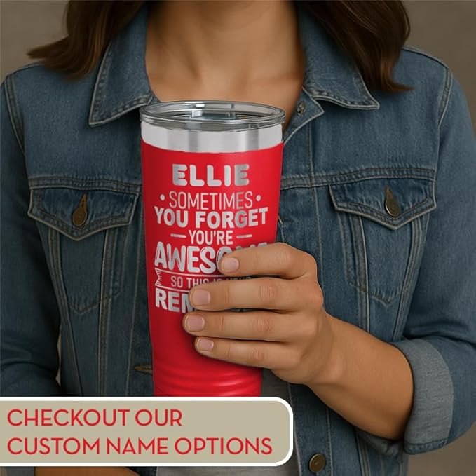 Spotted Dog Company Inspirational Tumbler, Inspirational Gifts for Men Dad Father Wife Sister Women, Birthday For Him Her, You?셱e Awesome Tumbler, Teacher Coworker Gifts 20oz Red
