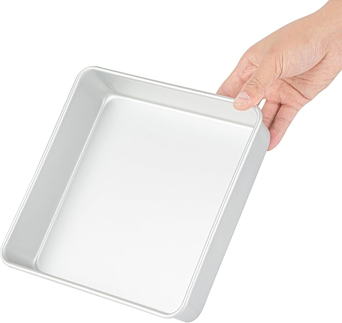 Restaurantware Square Cake Pan 12 Count 8 x 8 x 2 Inches Durable Aluminum Baking Dish Non-Stick Brownie Pan Even-Heating Silver