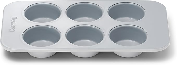 Caraway Nonstick Ceramic 6 Cup Muffin Pan ??Non-Toxic, PTFE & PFOA Free ??Oven Safe ??Aluminized Steel Core ??Small Muffin Pan for Baking Cupcakes, Muffins & More - Gray