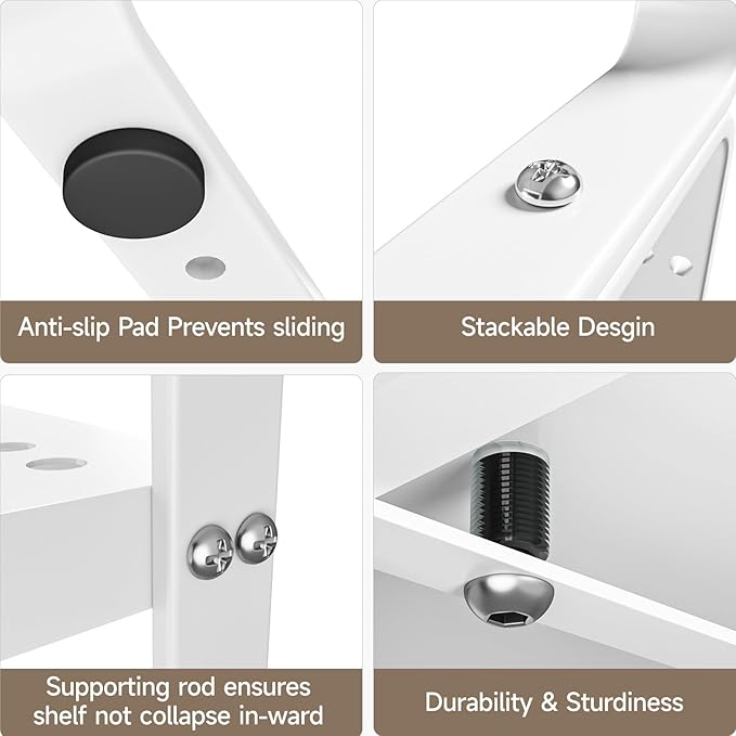 2Pack 16.5-27?쇺셂 Expandable Cabinet Countertop Shelf Organizer, Stackable Metal Shelves, Kitchen Organizers and Storage, White Storage Spice Rack for Pantry and Cupboard