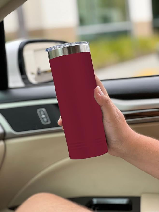 LaserGram 22oz Vacuum Insulated Skinny Tumbler, Gardening, Personalized Engraving Included (Maroon)