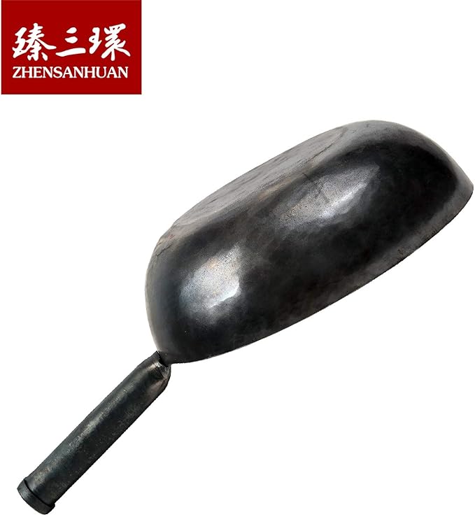 ?삡툒??ZhenSanHuan Chinese HandHammered Iron Woks and Stir Fry Pans, Non-stick, No Coating, Induction Suitable, 塋졽툡?곲봾竊뚩닃弱뽨툓?꾡릎?쏙펽A bite of China (30CM)