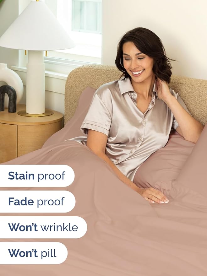 Extra Deep Full Sheet Set - 6 Piece Breathable and Cooling Sheets - Hotel Luxury Bed Sheets Set - Easy & Secure Fit - Soft, Wrinkle Free and Comfy Sheets Set - Mauve Sheet Set with Extra Deep Pockets