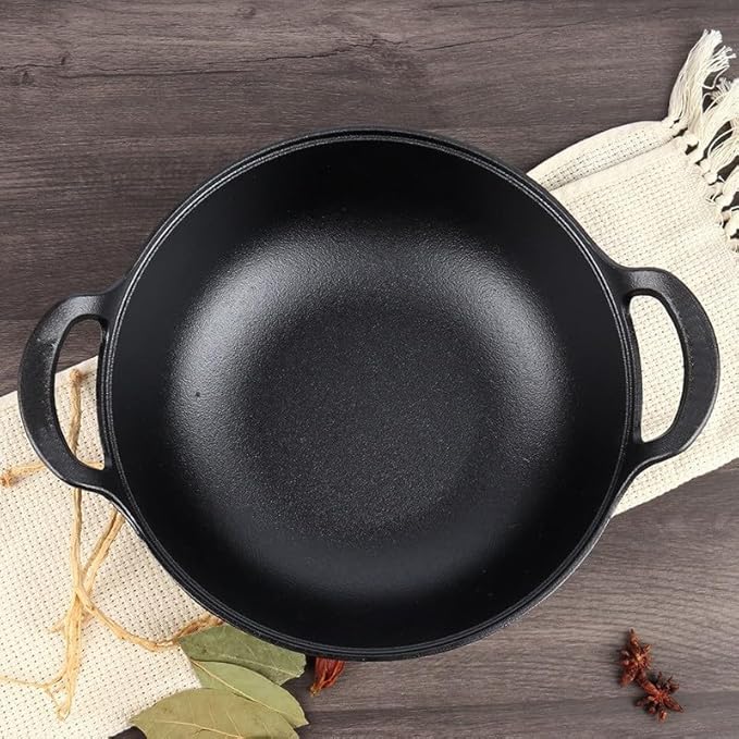 Cast Iron Wok with Handles, Grilling Wok, Use in the Oven, on the Stove, or on the Grill (Wok with Lid 11 inch)
