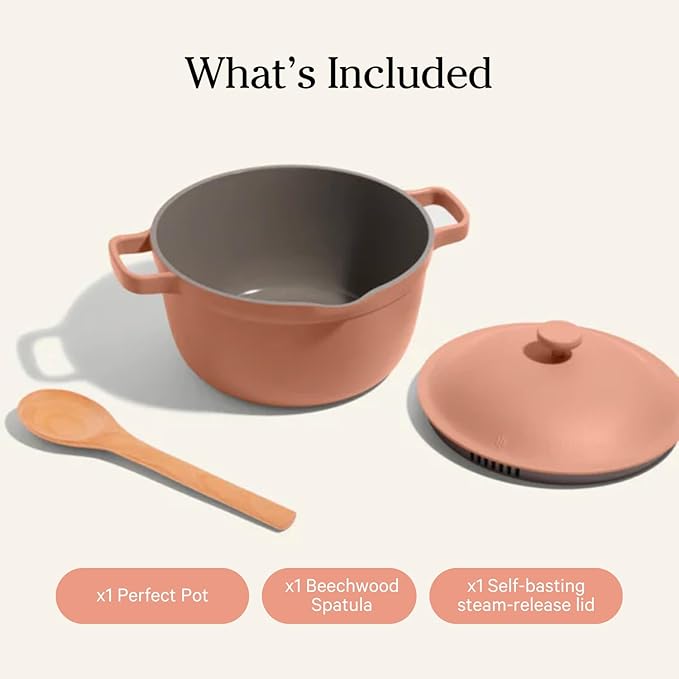 Our Place Mini Perfect Pot | 2.5 Qt Ceramic Pot with Lid & Spatula | Patented 8-in-1, PFAS-Free Nonstick, Non-Toxic Cookware | Induction & Oven-Safe up to 450째F | Spice