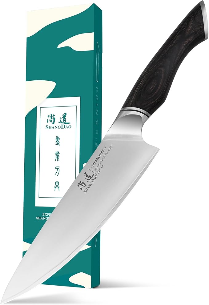 SHANGDAO Chef Knife 8 Inch, Professional Japanese Kitchen Knife ??3 Layers VG10 Alloy Steel, Pakkawood Handle, Gift Box - HUO Series