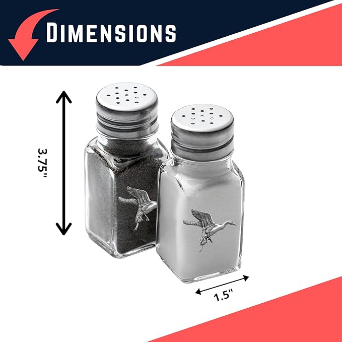Heritage Pewter Pintail Duck Salt and Pepper Shaker Set of 2 Bottles | Expertly Crafted Pewter Glass
