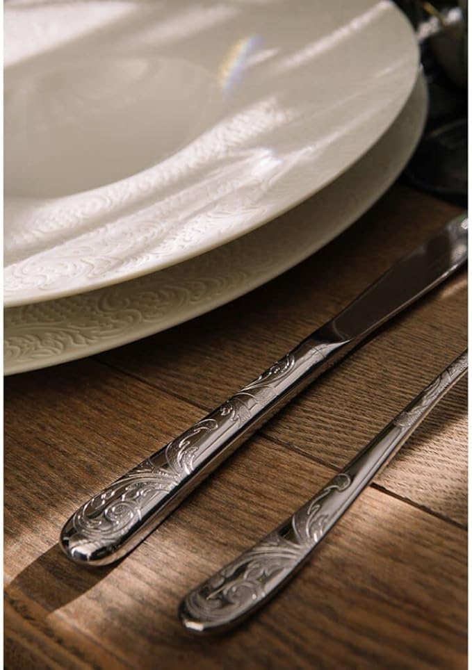 Degrenne Luxury French Cutlery Set - 5 Piece Silverware Set, Includes Forks, Spoons & Knife, Stainless Steel Flatware, Dishwasher Safe, Made in France - Aquatic Couture Collection
