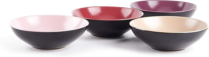 Colors Life 16 Dinnerware Set竊똎utside Shinny Black + Inside Matte Finished Color Very Berry