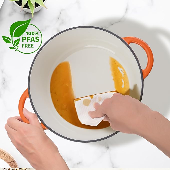Enameled Cast Iron Dutch Oven Pot with Lid Heavy-Duty Cookware for Bread Baking,Braising,Stews,Roasting,Oven Safe up to 500째F,5.5QT,orange
