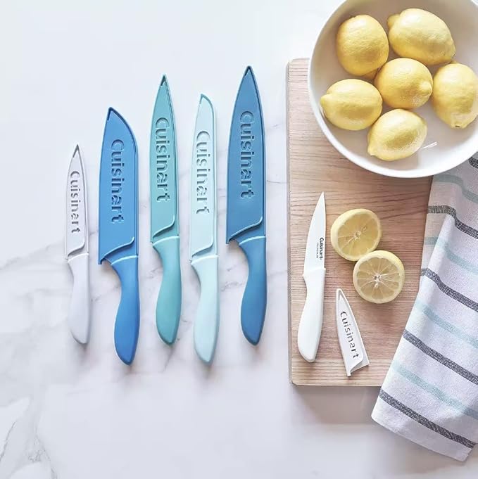 Cuisinart 12-Piece Kitchen Knife Set, Advantage Color Collection with Blade Guards, (Nautical)