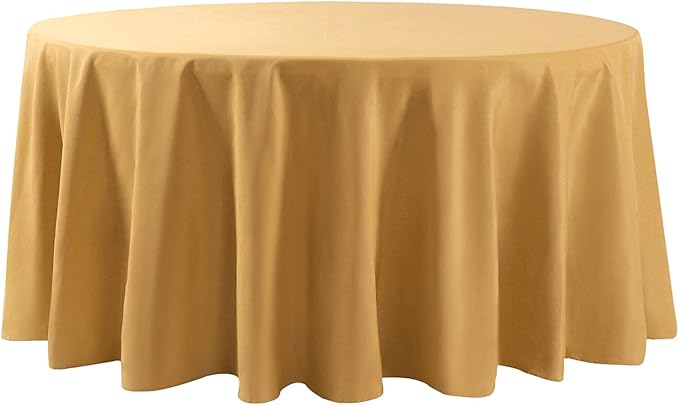 Cupuamon 120 inch Round Tablecloth Washable Polyester Table Cloth Decorative Table Cover for Wedding Party Dining Banquet（120 inch,Gold）