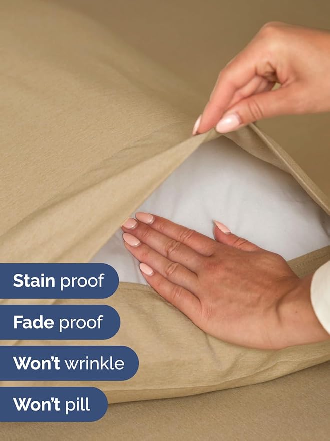 Extra Deep Pocket Twin XL Sheets - 3 Piece Breathable & Cooling Bed Sheets - Hotel Luxury Bed Sheet Set - Soft, Wrinkle Free & Comfy - Easily Fits Extra Deep Mattresses - Heathered Tan Sheets Set
