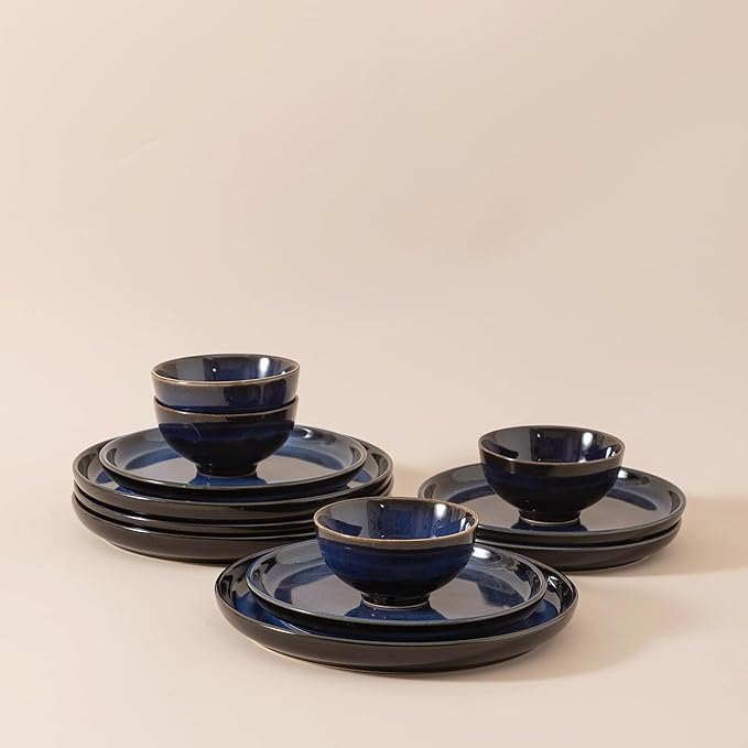 Dinnerware sets plates and bowls sets modern plates,Ceramic Dinnerware Sets,12 Pieces Porcelain Lightweight Plates,Scratch Resistant Dish Set (style - 8, 4 - Set (12pcs))