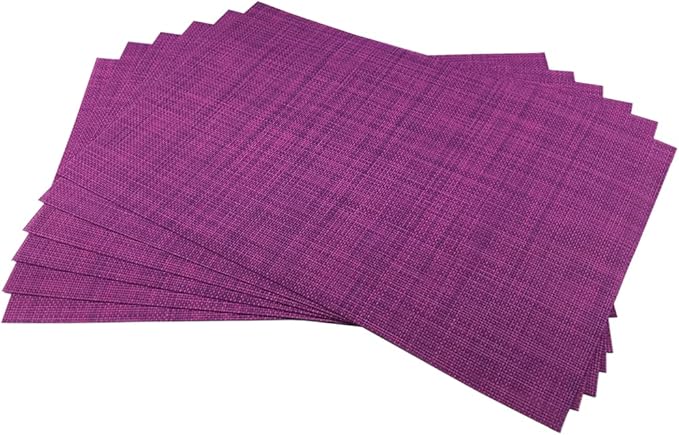 WAZAIGUR Placemats,Easy to Clean Crisscross Woven Vinyl Place Mats Durable Non-Slip Heat Resistant Table Mats,Placemats for Kitchen Table Set of 6,Purple