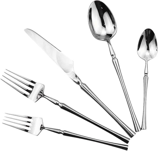Gugrida 20 piece Silver Flatware Set 304 Stainless Steel Fork Spoon Cutlery Luxury Mirror Polished Silverware, Dishwasher Safe, Service for 4