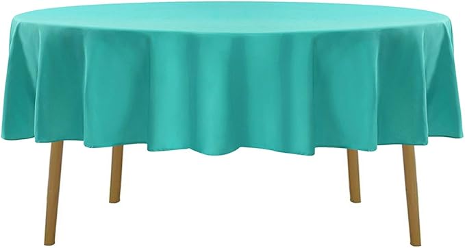 Cupuamon 70 inch Round Tablecloth Washable Polyester Table Cloth Decorative Table Cover for Wedding Party Dining Banquet（70 inch,Turquoise）
