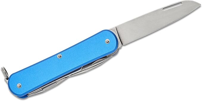 Fox Knives Vulpis FX-VP130-F4 Slipjoint Folding Knife 4-in-1 Multitool 2.17in Blade, Bottle Opener, Can Opener, Flat Head Screwdriver, Scissors - Compact Versatile Minimalist Pocket Knife (Sky Blue)