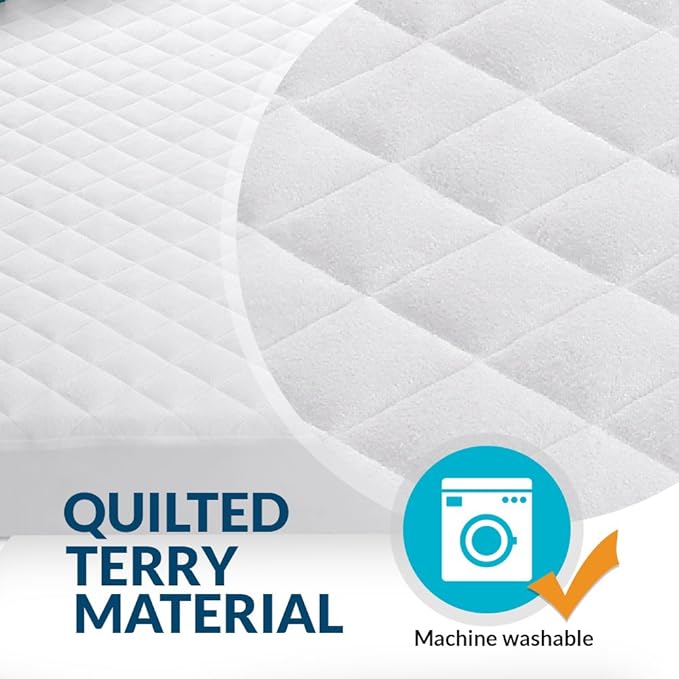 Mini Crib Mattress Protector 100% Waterproof, Noiseless ??Viscose Made from Quilted Ultra Soft White Terry Fitted Sheet Style (27?�X39??