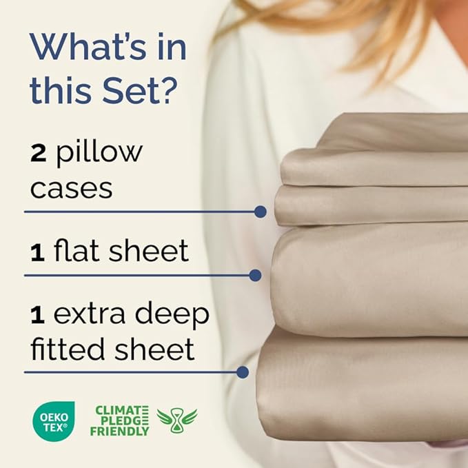 Extra Deep Pocket King Sheets - 4 Piece Breathable & Cooling Bed Sheets - Hotel Luxury Bed Sheet Set - Soft, Wrinkle Free & Comfy - Easily Fits Extra Deep Mattresses - Deep Pocket Wheat Sheets Set