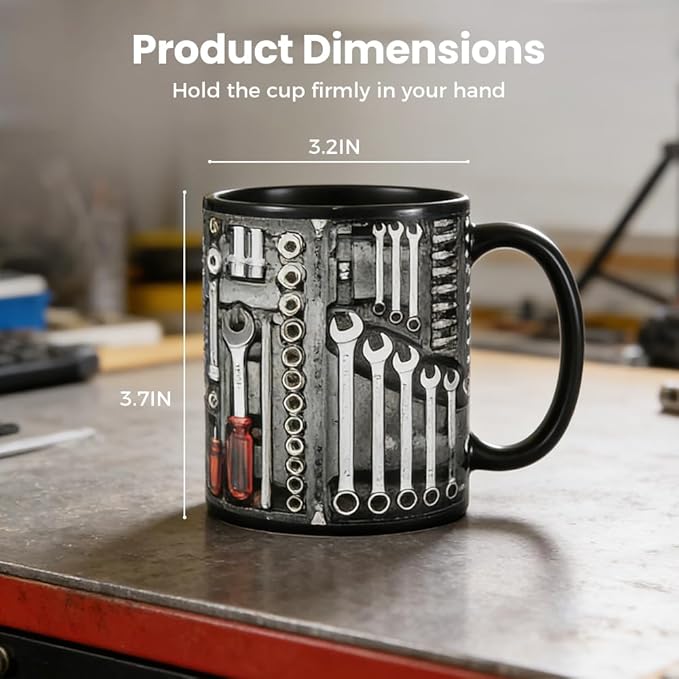 Mechanic Toolbox Mug, 2026 New Unique 3D Mechanic Toolbox Set Coffee Mug, Non-slip Reusable Mug, Suitable as a Gift for Coworkers, Fathers, Renovation Workers (F)