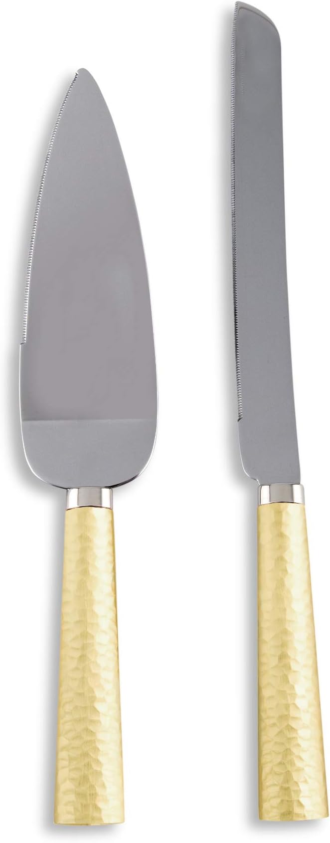 Weddingstar Cake Knife and Serving Set - Hammered Gold & Silver