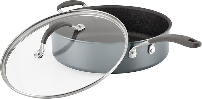 Circulon A1 Series with ScratchDefense Technology Nonstick Induction Saut챕 Pan with Helper Handle and Lid, 5 Quart, Graphite