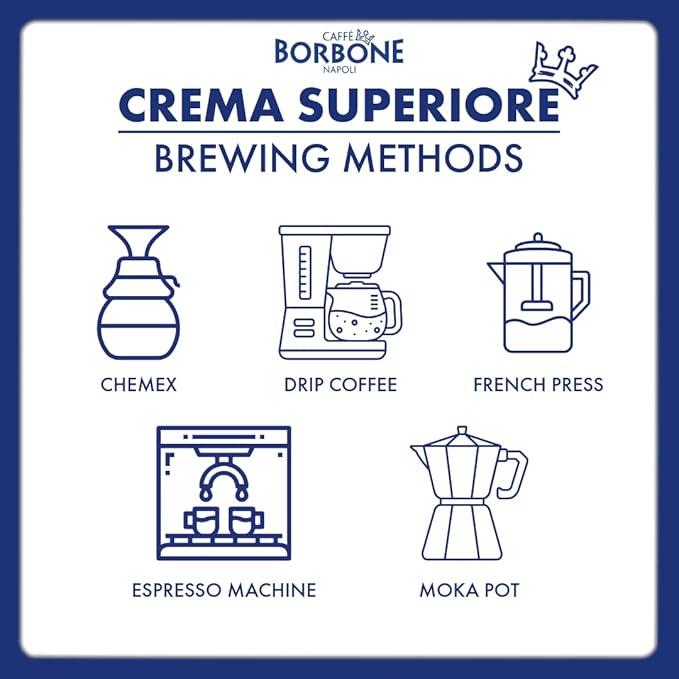 Caff챔 Borbone Whole Bean Coffee, Medium Roast Arabica and Robusta Blend, Crema Superiore, Rich and Smooth Italian Coffee, 2.2 lb Bag