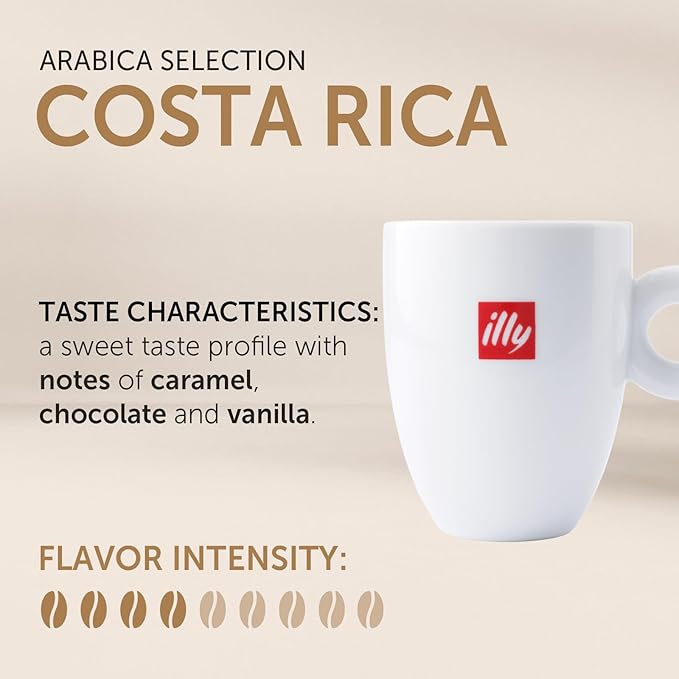 illy Whole Bean Coffee - Perfectly Roasted ??Costa Rica Medium Roast - with Notes of Honey, Vanilla & Citrus - 100% Arabica Beans - No Preservatives ??8.8 Ounce