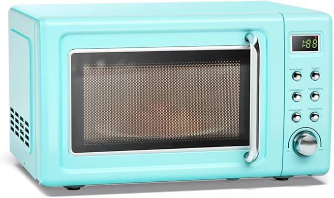 ARLIME Retro Microwave 0.7Cu.ft, 700 Watt Countertop Microwave with 5 Micro Power Defrost & Auto Cooking Function, LED Display, Child Lock, Small Microwave for Kitchen, RV, Dorm (Green)