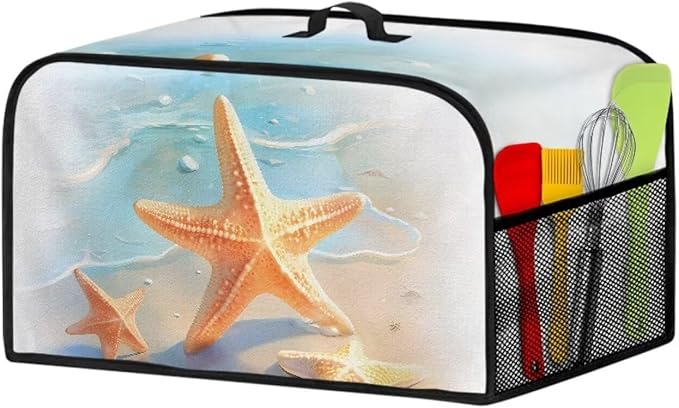 Appliance Cover Water-Proof Oval 6-8 Quart Covers for Slow Cooker Slow Cooker and Crock Pot, Dust Cover with Top Handle and Pockets Beach Starfish Print