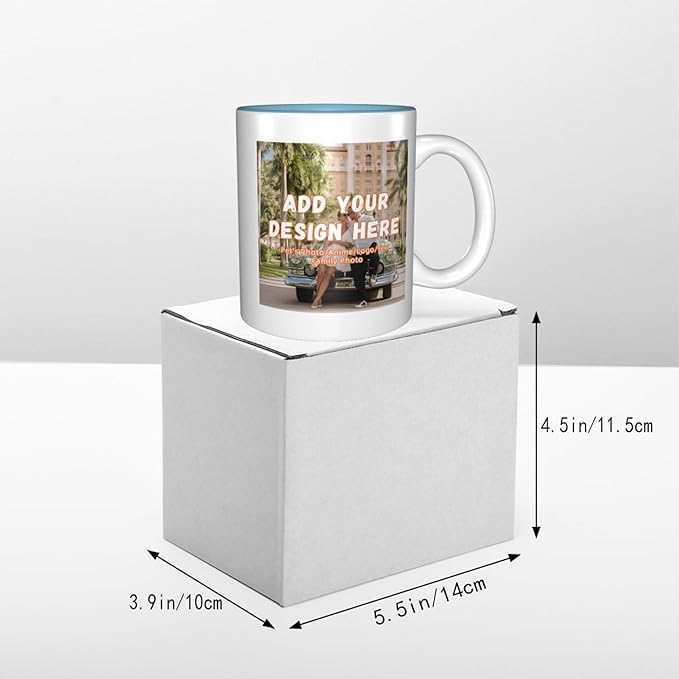 Custom Color Mugs with Partial or Full-Size Printing Customizable Photos and Text Coffee Mugs Creative Multicolor Designs Image (Partial, Sky Blue)