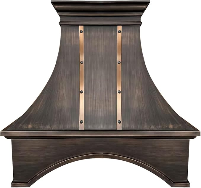 Handmade Copper Range Hood, Custom Kitchen Hood with High Airflow Built-in Range Hood, Antique Copper Stove Vent Hood for Kitchen, 30"W x 39"H Wall Mount, HCW22PC-303922ACS