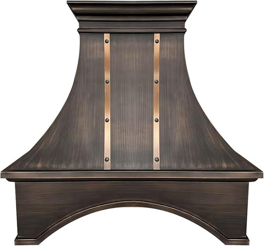 Handmade Copper Range Hood, Custom Kitchen Hood with High Airflow Built-in Range Hood, ORBLH Stove Vent Hood for Kitchen, 48"W x 42"H Wall Mount, HCW22PC-484222ORBLH