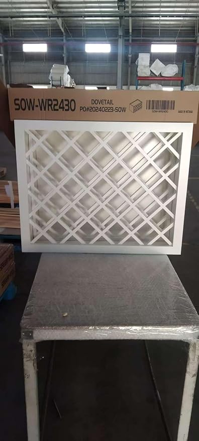 Solid Wood RTA Wine Bottle Rack Wall Cabinet with Lattice Panels - Bottle Holder Storage for Bar, Pantry, or Wine Cellar - Mocha finish Countertop Solution (Origami White, 24?쓂 횞 12?쒭 횞 30?쒱)