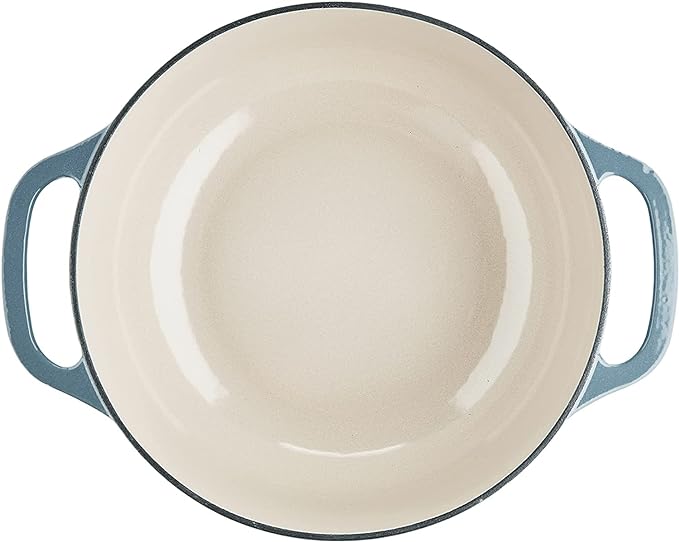 Lodge 3 Quart Enameled Cast Iron Dutch Oven with Lid ??Dual Handles ??Oven Safe up to 500째 F or on Stovetop - Use to Marinate, Cook, Bake, Refrigerate and Serve ??Storm Blue