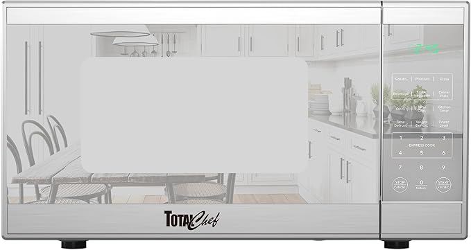 Total Chef 1.3 Cu Ft Microwave Oven ??Compact Countertop Kitchen Appliance, Small Stainless Steel Microwave with Digital Touch, Pre-Set Functions, 12.8??Turntable, 1100 Watt