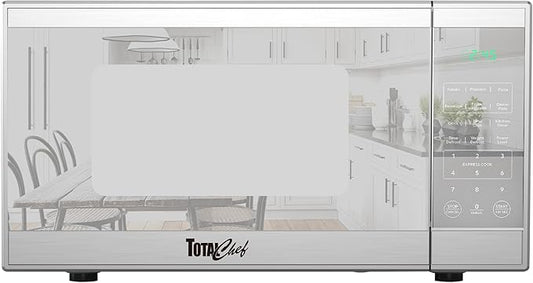 Total Chef 1.3 Cu Ft Microwave Oven ??Compact Countertop Kitchen Appliance, Small Stainless Steel Microwave with Digital Touch, Pre-Set Functions, 12.8??Turntable, 1100 Watt