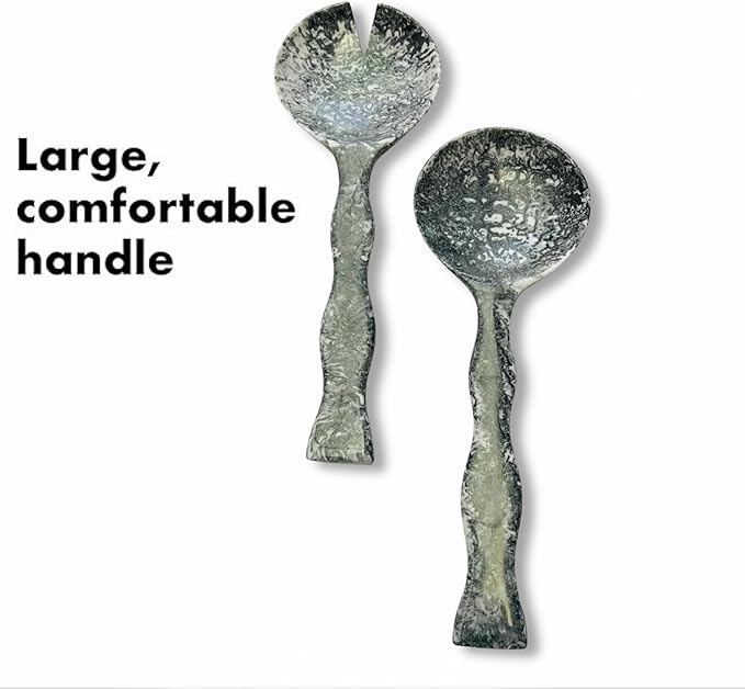 Key Kitchen Essentials: Antique Vintage Resin Salad Tongs with Long Handle, Set of 2, Ideal for Mixing, Tossing, and Cooking. 12" Resin Salad Tongs Perfect for Serving, Salad Hands.