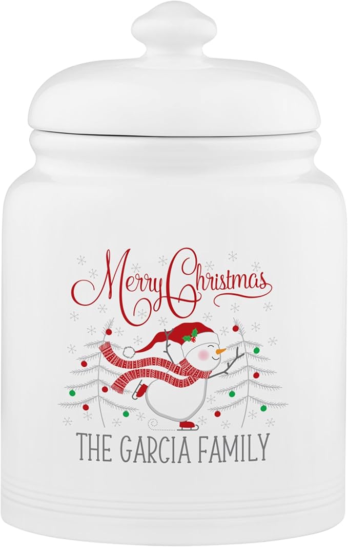Let's Make Memories Personalized Christmas Joy Family Cookie Jar - For Her- Kitchen Christmas D챕cor