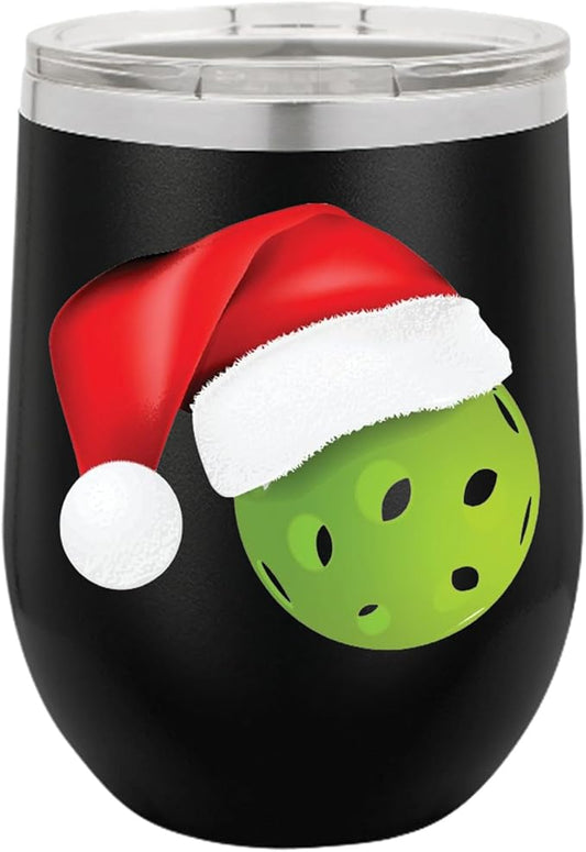 Pickleball Wine Tumbler, Pickleball Gift, 12oz Stainless Steel Wine Tumbler, Gifts For Him, For Her, For Boys, For Girls, Birthday, Christmas Gift idea (Black)